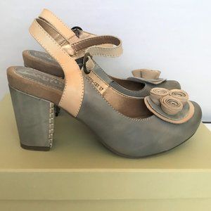 L' Artiste by Spring Step Adorn Gray w/ Cream Leather Slingbacks 37/7M